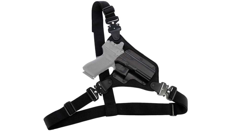 Galco Hybrid High Ready Kydex/Nylon Chest Holster, Glock 17 Gen 3-5/19 Gen 3-5 Right Hand, Black, Black, HR872RB