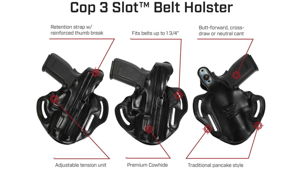 Galco Leather Holster - Ruger SR9 Cop 3 Slot - Right Hand, Black - CTS484B