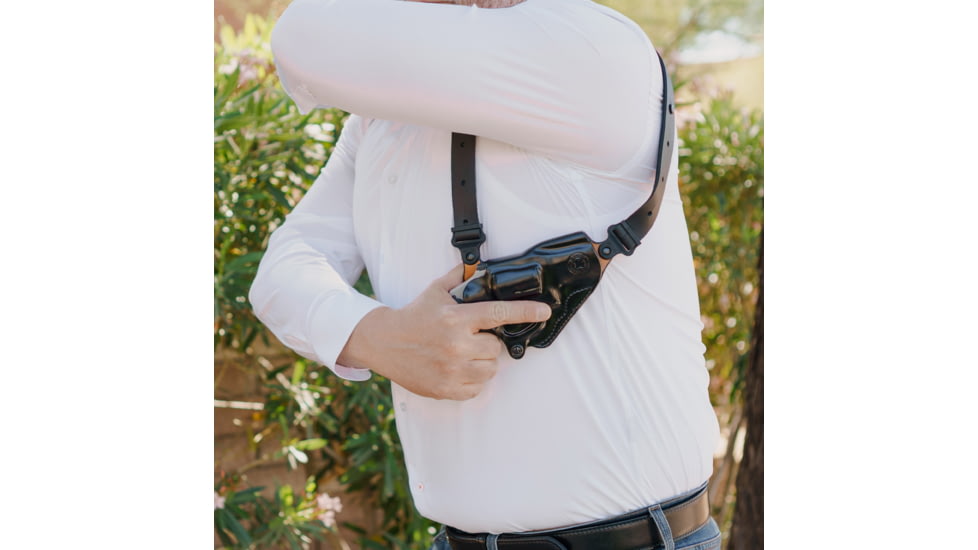 Galco Masterbilt Master Agent Shoulder System Leather, Smith &amp; Wesson J Frame M36 2in, Right, Black, MA158B