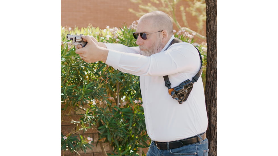 Galco Masterbilt Master Agent Shoulder System Leather, Smith &amp; Wesson J Frame M36 2in, Right, Black, MA158B