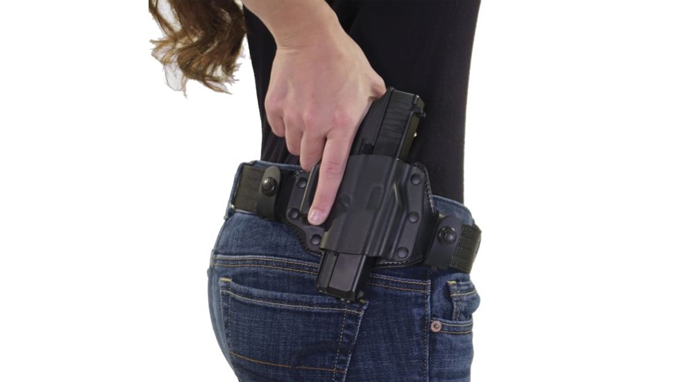 Galco Quick Slide Belt Holster, Kimber Micro 9, Right hand, Kydex/Premium Steerhide Finish, Black, QS664B