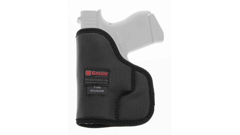 Galco Stukon-U Pocket Holster, Glock, Kahr, Kel Tec P11, Ruger Ec9S, Ruger Lc9, Sccy Cpx-2, Sig-Sauer P365 Std &amp; Sas, Sig-Sauer P365 .380, Springfield Hellcat, Walther 3.4in P22, Ambidextrous, Black, SOU800B