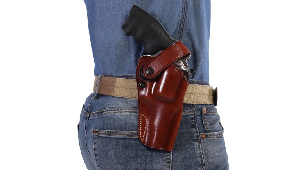 Galco DAO Strongside/Crossdraw Belt Holster, S&amp;W/Colt/Ruger 6in Revolver, Left, Plain, Tan, DAO107