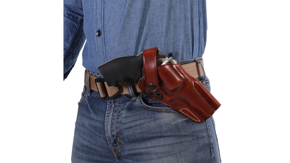 Galco DAO Strongside/Crossdraw Belt Holster, S&amp;W/Colt/Ruger 6in Revolver, Left, Plain, Tan, DAO107