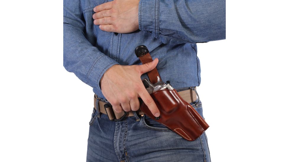 Galco DAO Strongside/Crossdraw Belt Holster, S&amp;W/Colt/Ruger 6in Revolver, Left, Plain, Tan, DAO107
