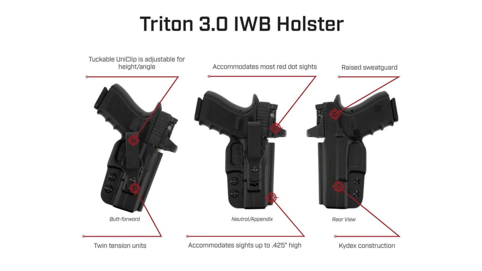 Galco Triton 3.0 IWB Holster, Glock 43X MOS, Black, TR3-800RB