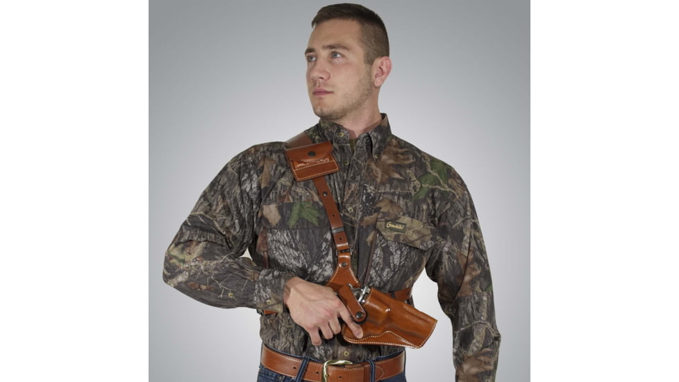 Galco Great Alaskan Leather Chest Holster, Wilson Combat Hunter w/wo Red Dot, Right Hand, Tan, GA678R