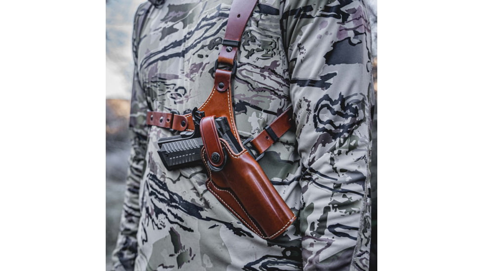 Galco Great Alaskan Leather Chest Holster, Wilson Combat Hunter w/wo Red Dot, Right Hand, Tan, GA678R