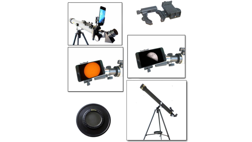 Galileo 700mm x 60mm Erect Image Prism Refractor Telescope w/ Solar Filter, Black, SS-760SF