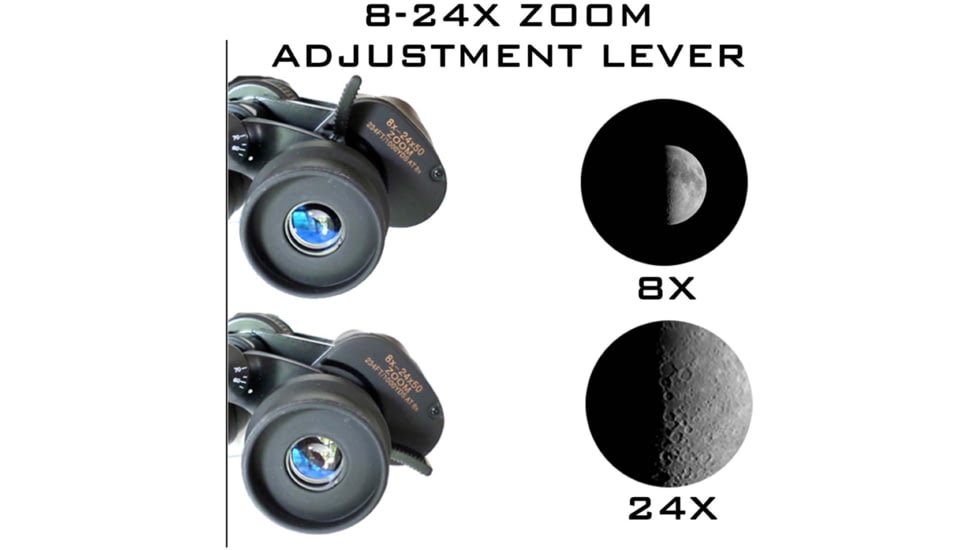 Galileo 8-24 x 50mm Porro Prism Zoom Binoculars, Black, G-82450