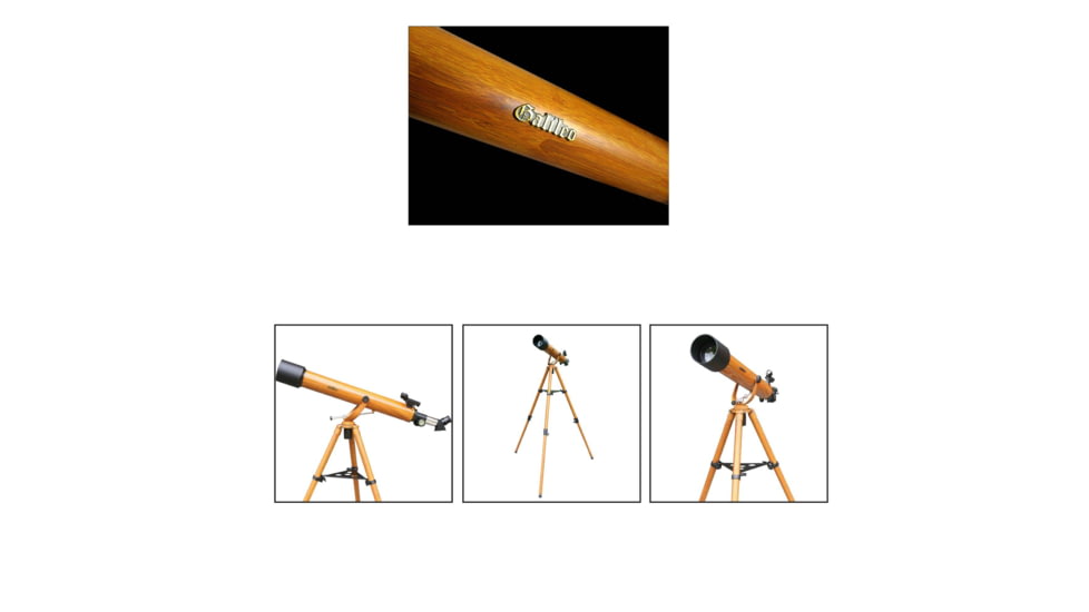 Galileo 800mm x 60mm Erect Image Prism Refractor Telescope w/ Smartphone Adapter, Wood Grain, SS-G860WG