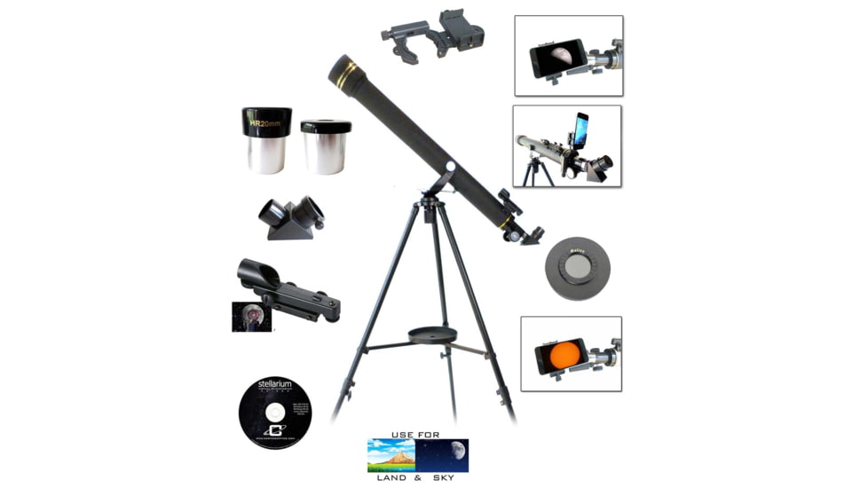 Galileo 800mm x 60mm Refractor Telescope w/ Solar Filter, Black, G-860BGSF