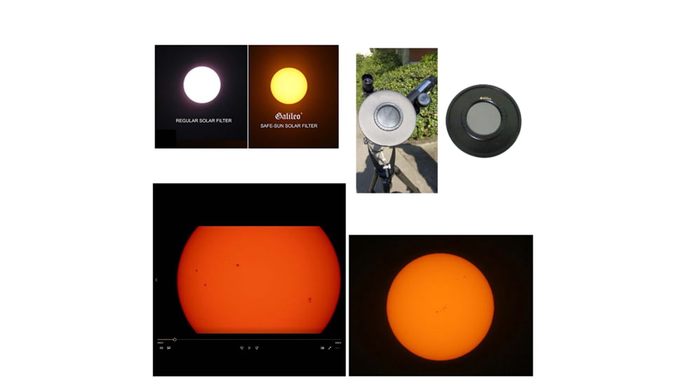 Galileo 800mm x 80mm Reflector Telescope w/ Solar Filter, White, FS-80ZSF