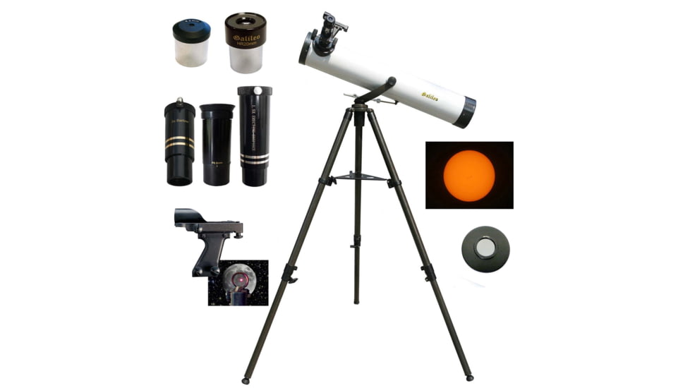 Galileo 800mm x 80mm Reflector Telescope w/ Solar Filter, White, FS-80ZSF