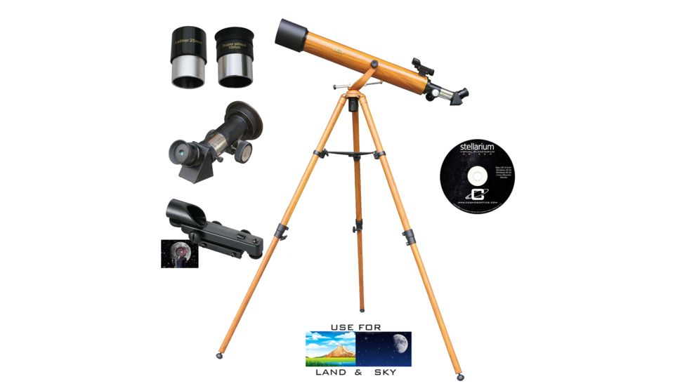 800x60mm Wood Grain Refractor Telescope Kit