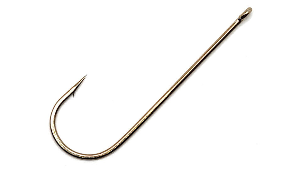Gamakatsu 0 Aberdeen Hook, Needle Point, Long Shank, Light Wire, Ringed Eye, Bronze, Size 1, 10 per Pack, 9108, Bronze, 1, 09110