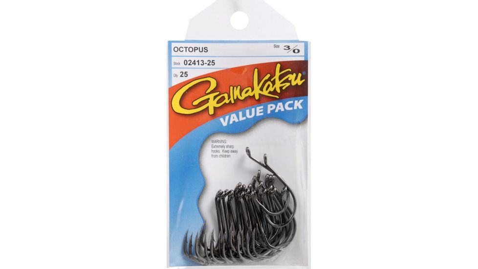 Gamakatsu Black Octopus Hook 25 Pack - #3/0 078218