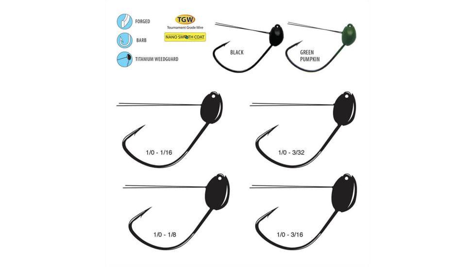 Gamakatsu Gf Jighead Wacky Blk 1/0-3/32,3 Hooks P/P 312411-BK-3/32