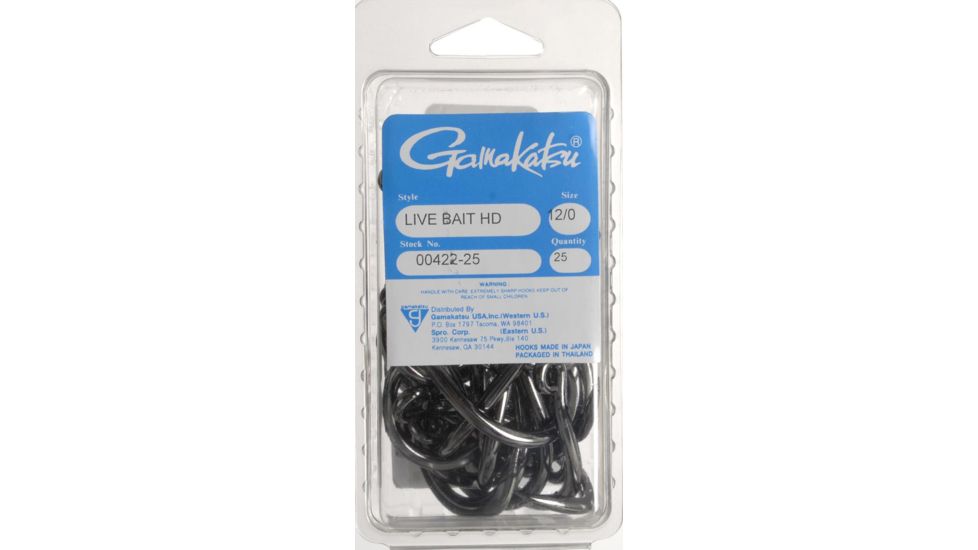 Gamakatsu Live Bait Hook Hd12/0Black25Pk 026110