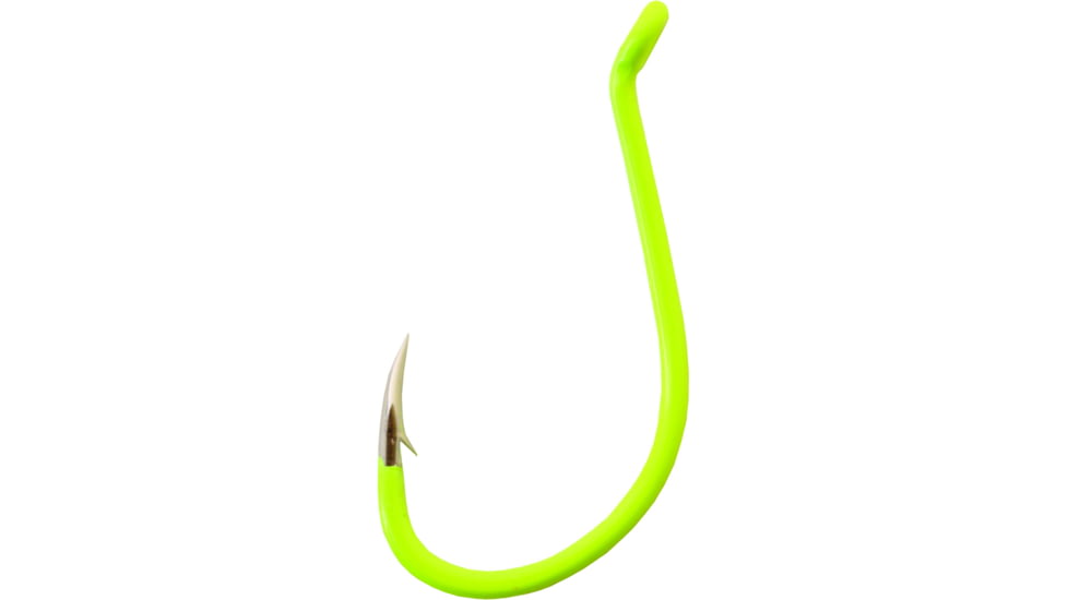 Gamakatsu Octopus Hook, Barbed, Needle Point Ringed Eye, Chartreuse, Size 4, 25 per Pack, 02608-C-25