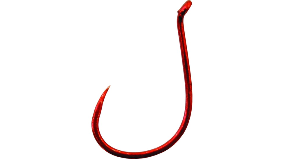 Gamakatsu Octopus Hook, Barbless, Needle Point Offset, Ringed Eye, Red, Size 4, 25 per Pack, 75308-25