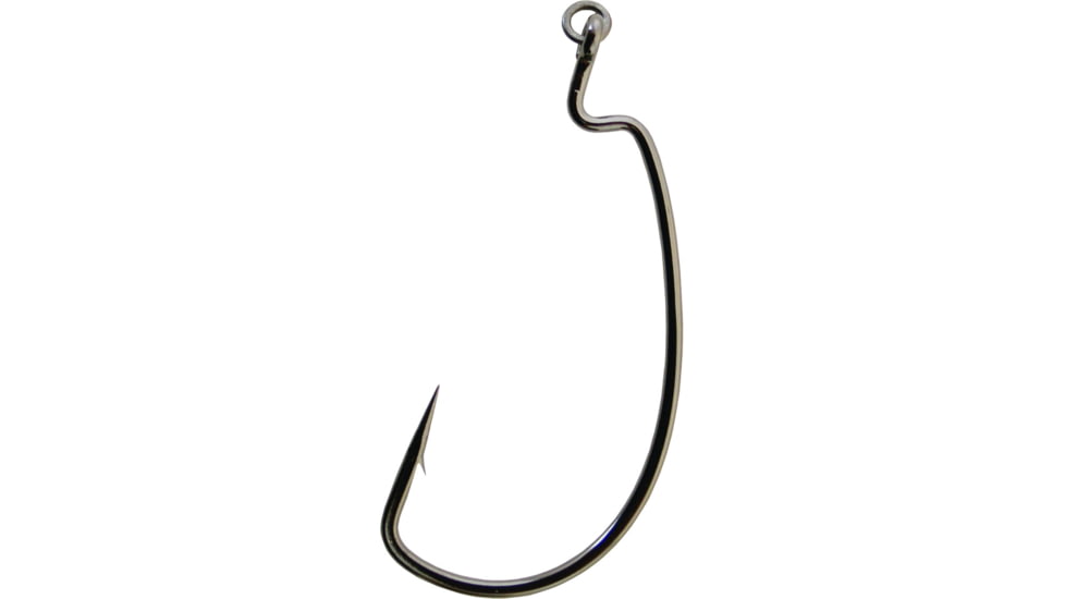 Gamakatsu Superline Worm Hook with Ring, Needle Point, Extra Wide Gap, Ringed Eye, NS Black, Size 4/0, 4 per Pack, 74414R