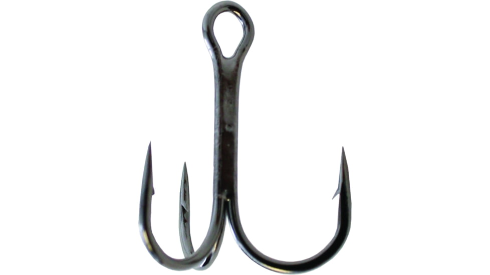 Gamakatsu Treble Hook, Needle Point, Round Bend, 2X Heavy Wire, NS Black, Size 4, 11 per Pack, 57408