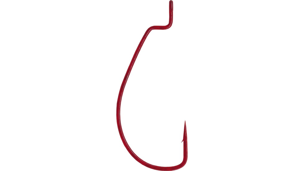 Gamakatsu Worm Hook, Needle Point, Extra Wide Gap Offset, Ringed Eye, , Red, Size 4, 6 per Pack, 58308