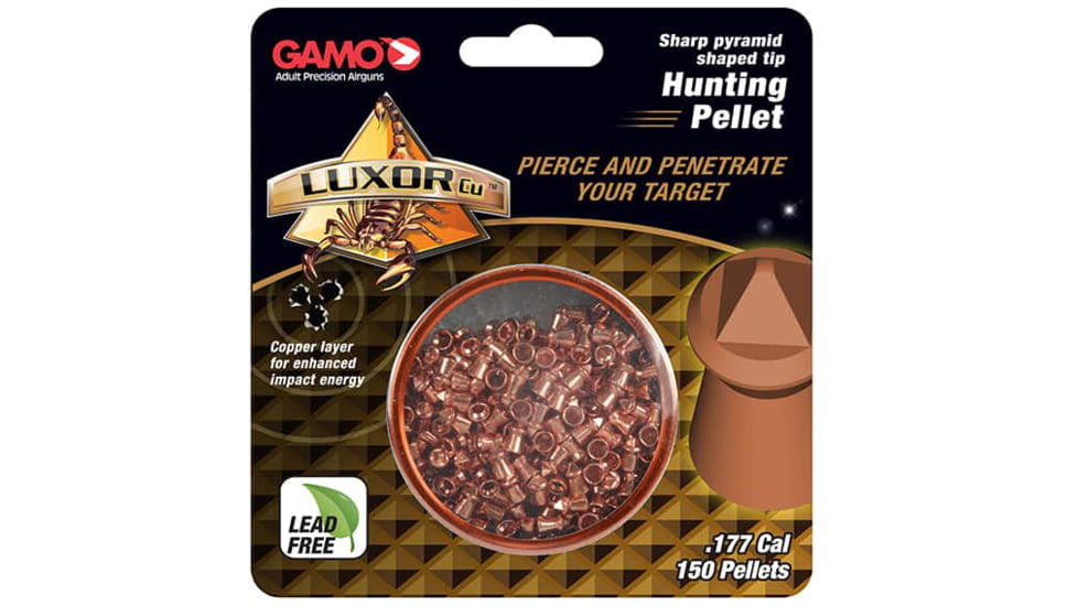 Gamo .177 Caliber Luxor Cu Sharp Pyramid Shaped Hunting Pellets, 150 Pack, 632282054
