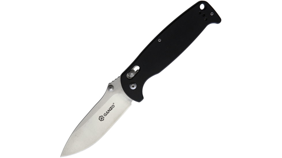 Ganzo Knives G7412 G-Lock Black Folding Knife, 3.5 satin finish 440C stainless blade, Black G10 handle, G7412-BK-WS