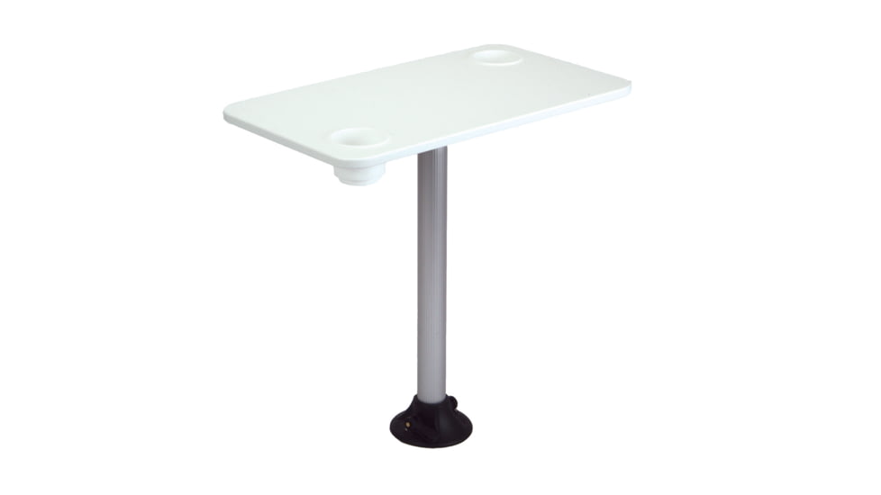 Garelick Complete Quick Release Table Pedestal System With Rectangular Table Top - 15in x 28in, White, 75650