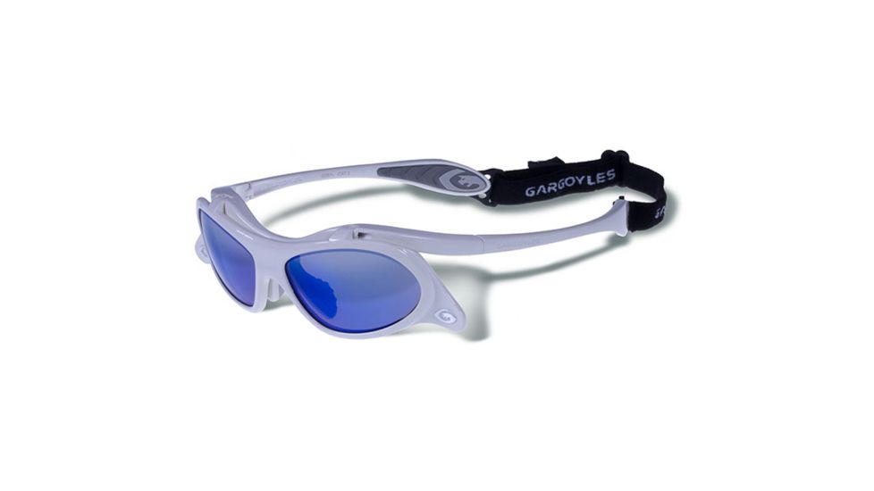 Gargoyles Gamer Sunglasses w/ White  Frame, Green w/Blue Mirror Lens GAR10700067