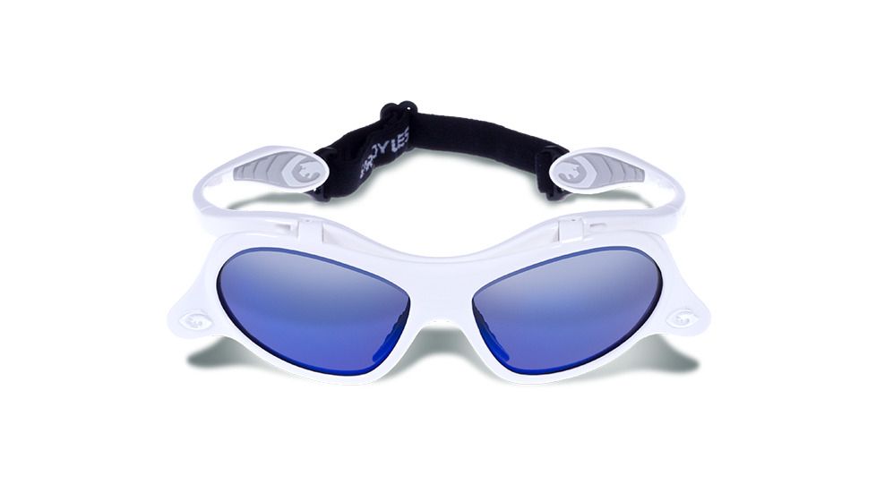 Gargoyles Gamer Sunglasses w/ White Frame, Green w/Blue Mirror Lens GAR10700067