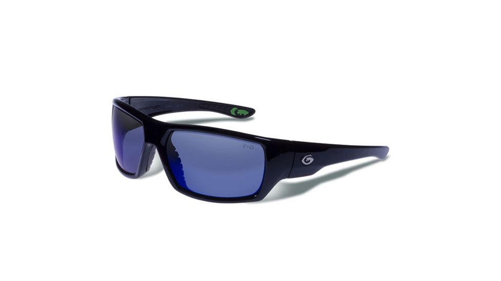 Gargoyles Wrath Sunglasses w/ Black Frame, Smoke Polarized w/Blue Mirror Lens GAR10700042