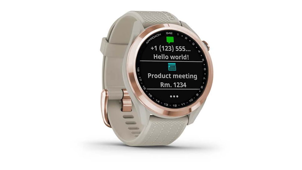 Garmin Approach S42 GPS Smartwatch, Rose Gold with Light Sand Band, 010-02572-12
