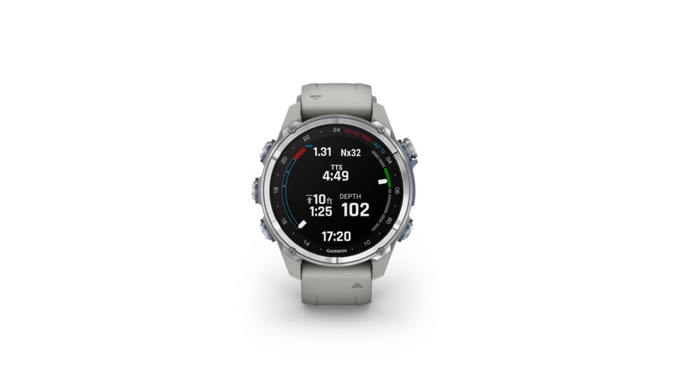 Garmin Descent Mk3 43mm, Stainless Steel with Fog Gray Silicone Band, 010-02753-03