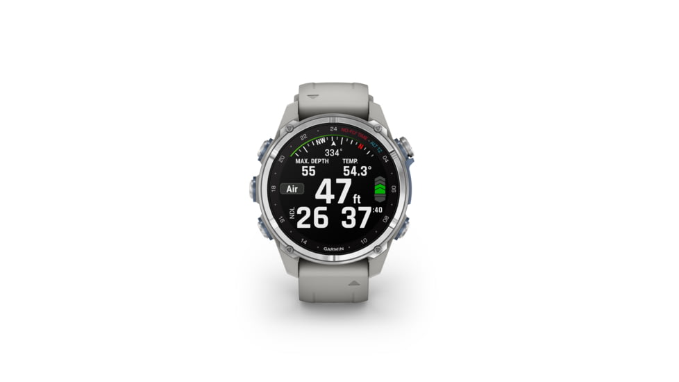 Garmin Descent Mk3 43mm, Stainless Steel with Fog Gray Silicone Band, 010-02753-03
