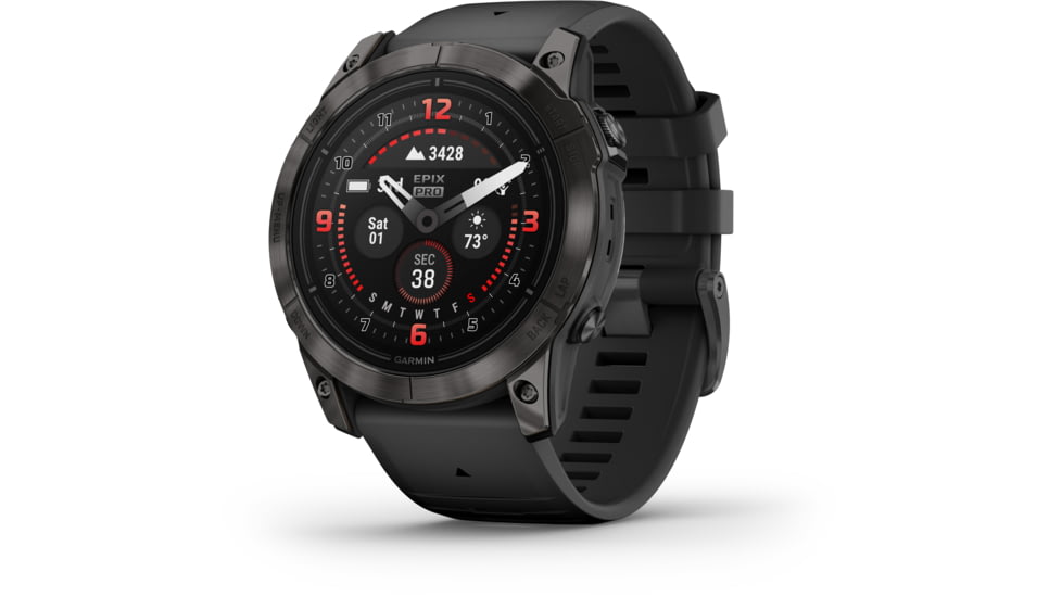 Garmin Epix Pro Gen 2 - Sapphire Edition Watches, 51mm, Carbon Gray DLC Titanium w/ Black Band, 010-02804-00