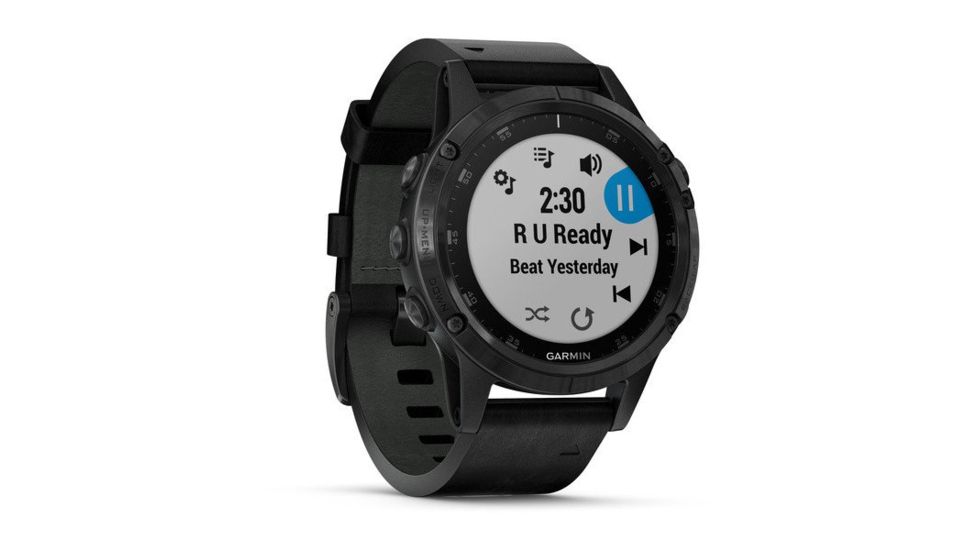 Garmin Fenix 5 Plus, Sapphire, Leather, GPS Watch, NA, Black/Black 010-01988-06