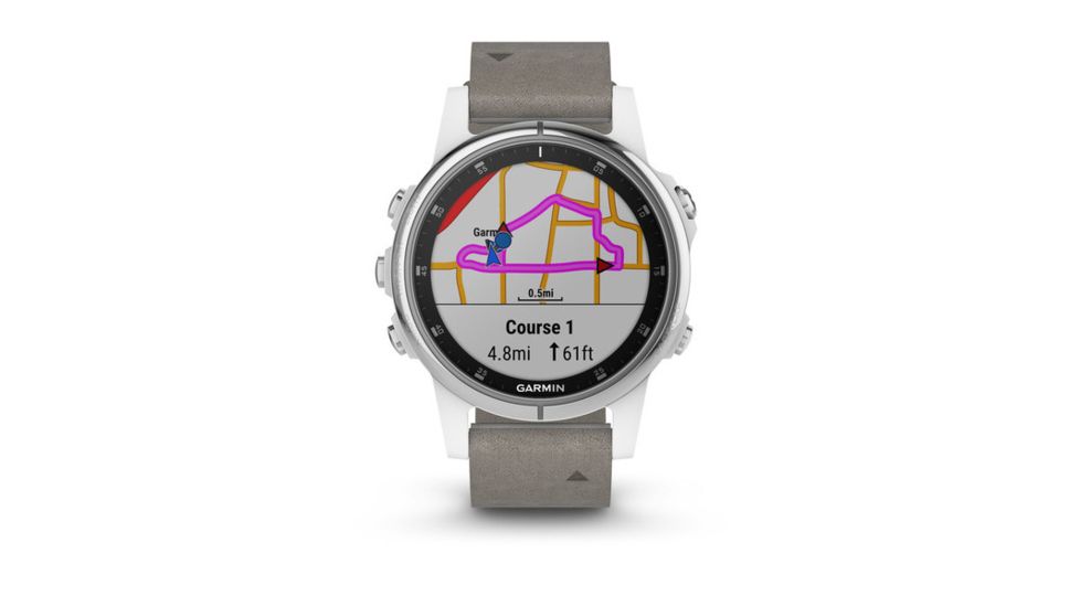 Garmin Fenix 5S Plus, Sapphire, GPS Watch, NA, White/Gray 010-01987-04