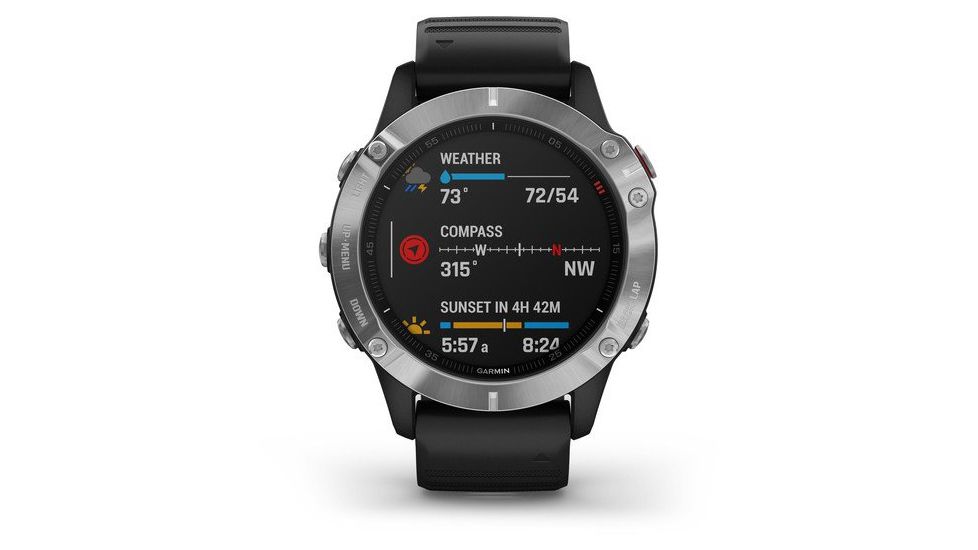 Garmin Fenix 6 Multisport GPS Smartwatch, Silver w/Black Band, 010-02158-00