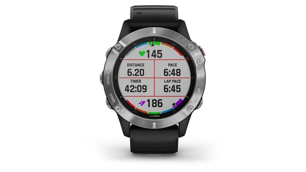 Garmin Fenix 6 Multisport GPS Smartwatch, Silver w/Black Band, 010-02158-00