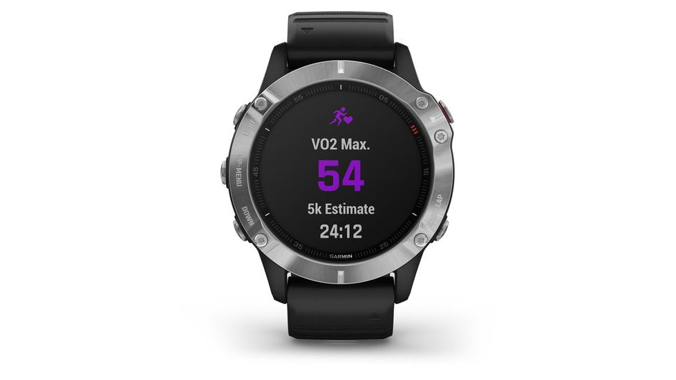 Garmin Fenix 6 Multisport GPS Smartwatch, Silver w/Black Band, 010-02158-00
