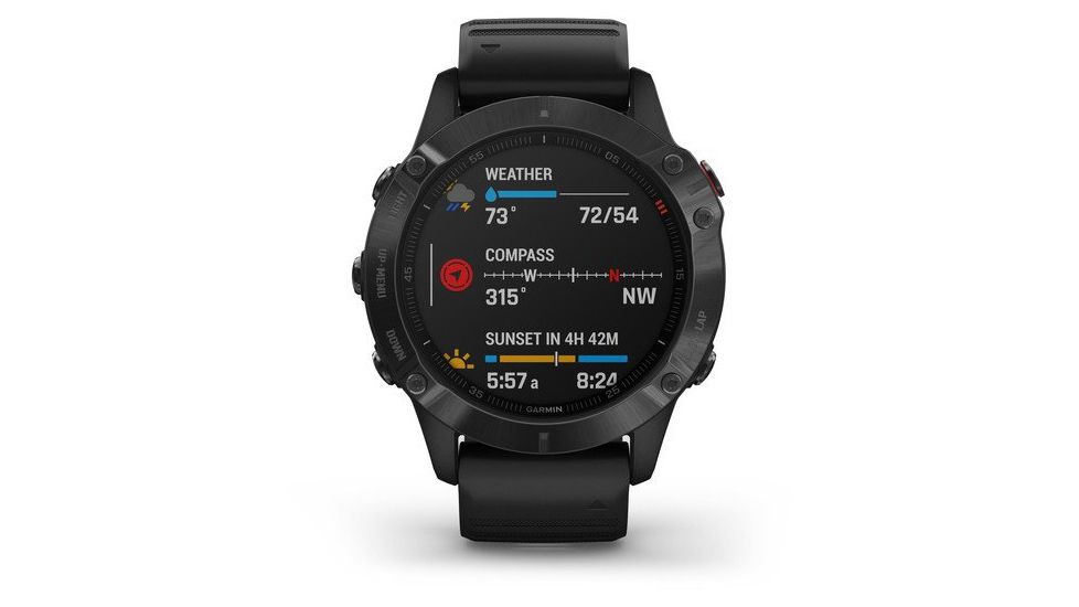 Garmin Fenix 6 Pro Multisport Fitness Watch, Black w/Black Band, 010-02158-01