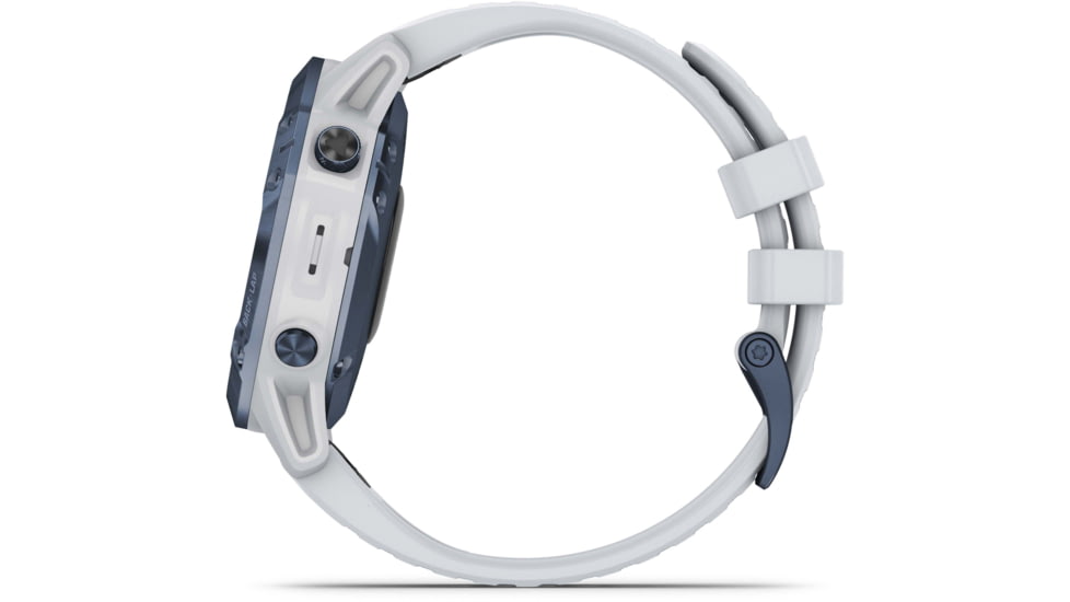 Garmin Fenix 6 Pro Solar Watch, Mineral Blue w/Whitestone band, 010-02410-18