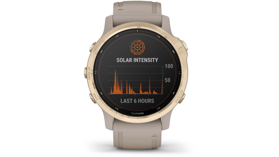 Garmin Fenix 6S Pro Solar Watch, Light Gold w/ Light Sand Band, 010-02409-10