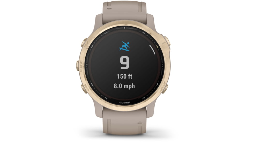 Garmin Fenix 6S Pro Solar Watch, Light Gold w/ Light Sand Band, 010-02409-10