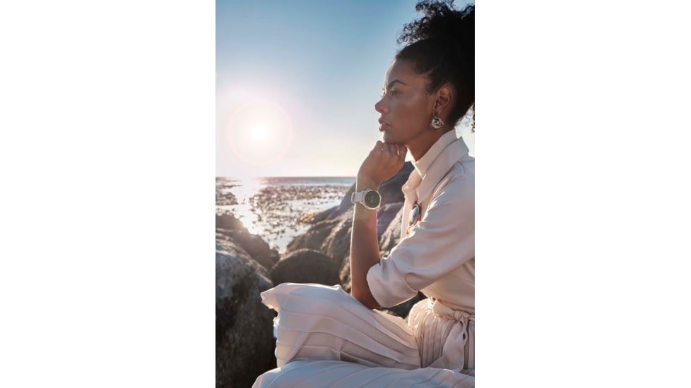 Garmin Fenix 6S Pro Solar Watch, Light Gold w/ Light Sand Band, 010-02409-10