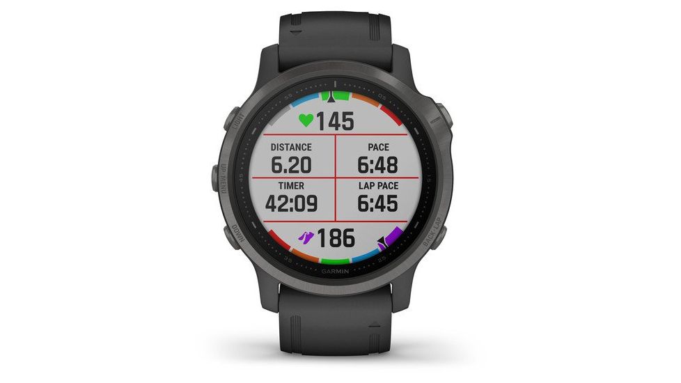 Garmin Fenix 6S Sapphire Multisport GPS Smartwatch, Carbon Grey DLC w/Black Band, 010-02159-24
