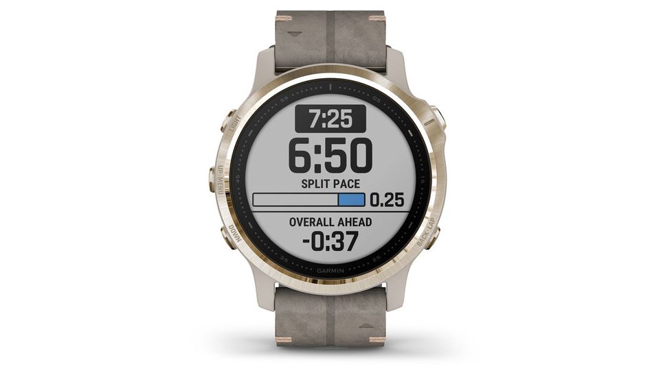 Garmin Fenix 6S Sapphire Multisport GPS Smartwatch, Champagne w/Shale Suede Band, 010-02159-39